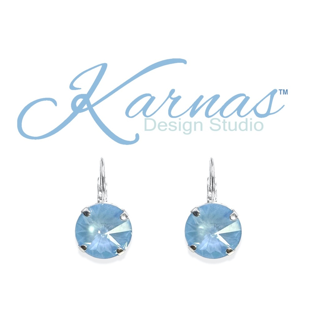 Sky Blue 12mm Austrian Crystal Earrings by Karnas Design Studio